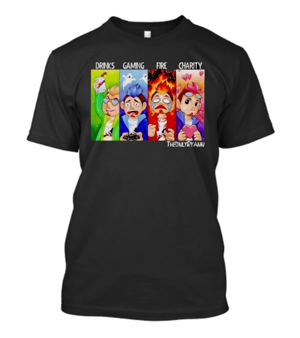 TheOnlyRyann Drinks Gaming Fire Charity Panel T-Shirt