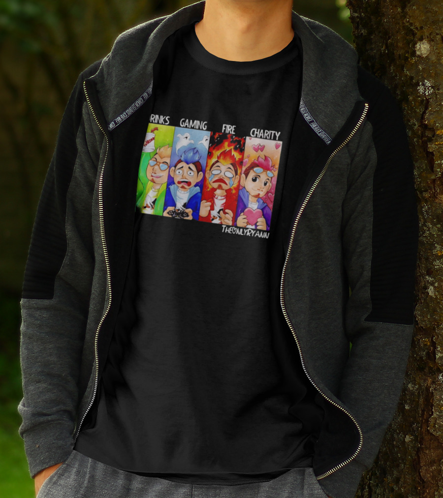 TheOnlyRyann Drinks Gaming Fire Charity Panel T-Shirt
