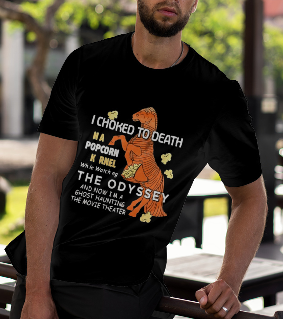 Trojan Horse Ghost Haunting The Odyssey Popcorn Kernel T-Shirt