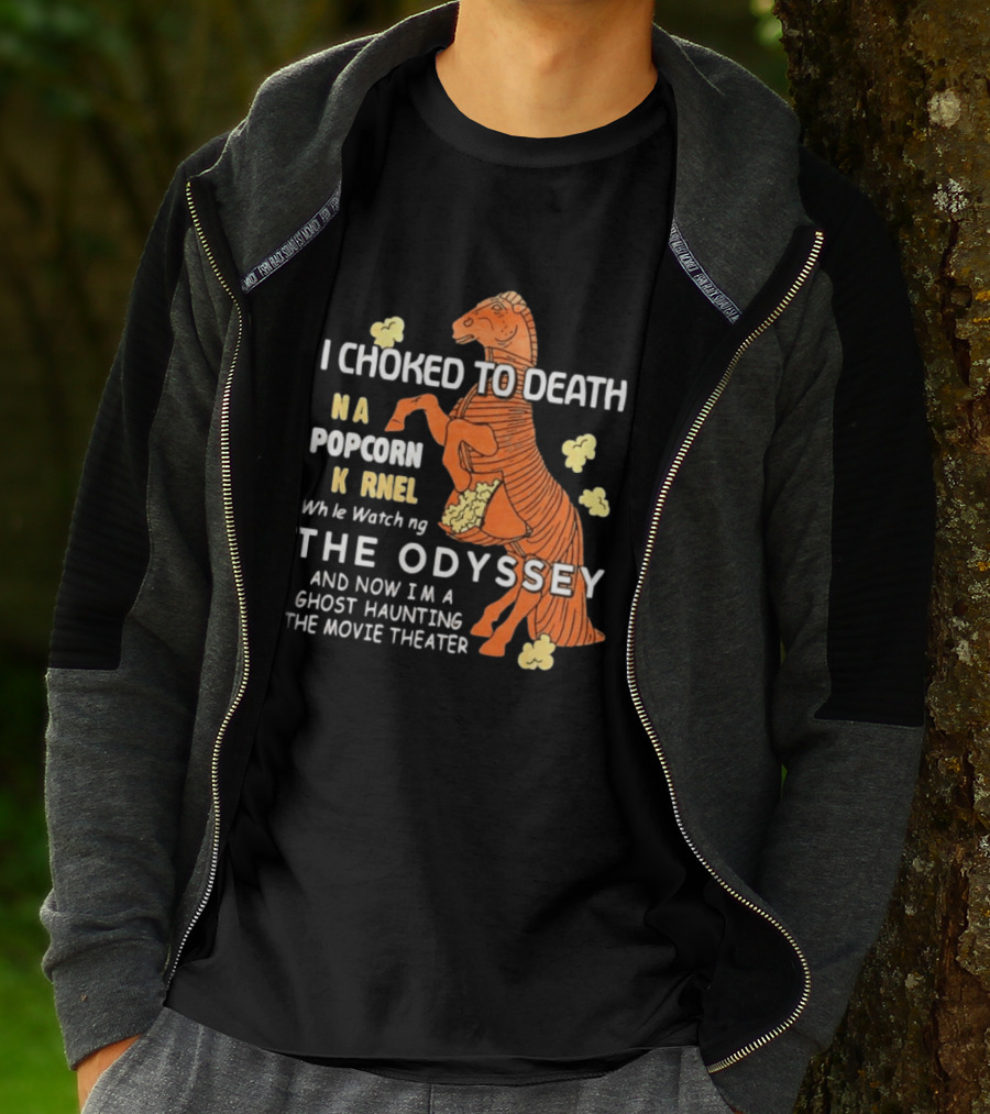 Trojan Horse Ghost Haunting The Odyssey Popcorn Kernel T-Shirt