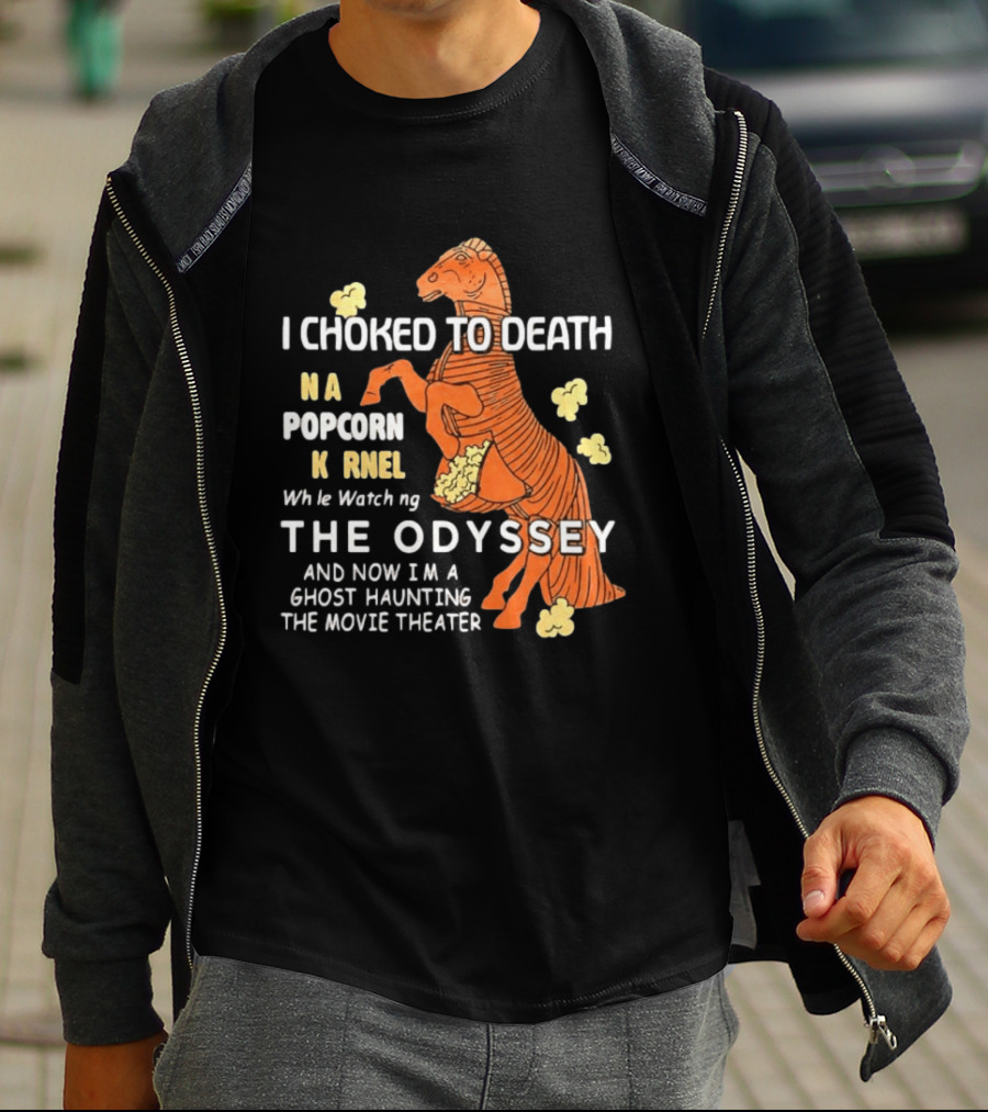 Trojan Horse Ghost Haunting The Odyssey Popcorn Kernel T-Shirt