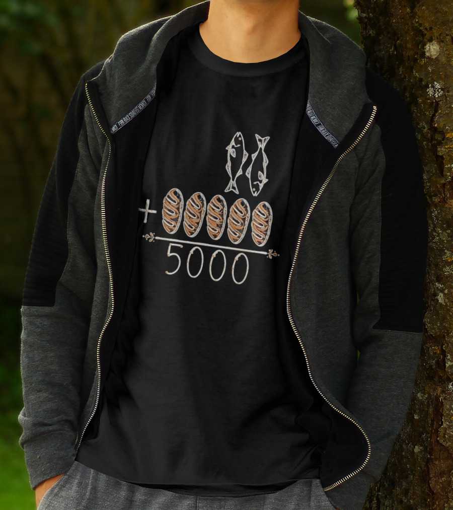 Two Fish Five Loaves Equals 5000 Biblical Miracle Multiplication T-Shirt