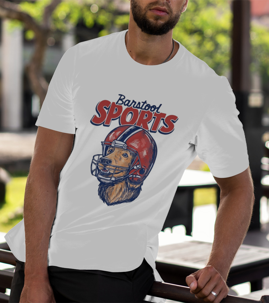Barstool Sports Helmet Dog Red Football Fan T-Shirt