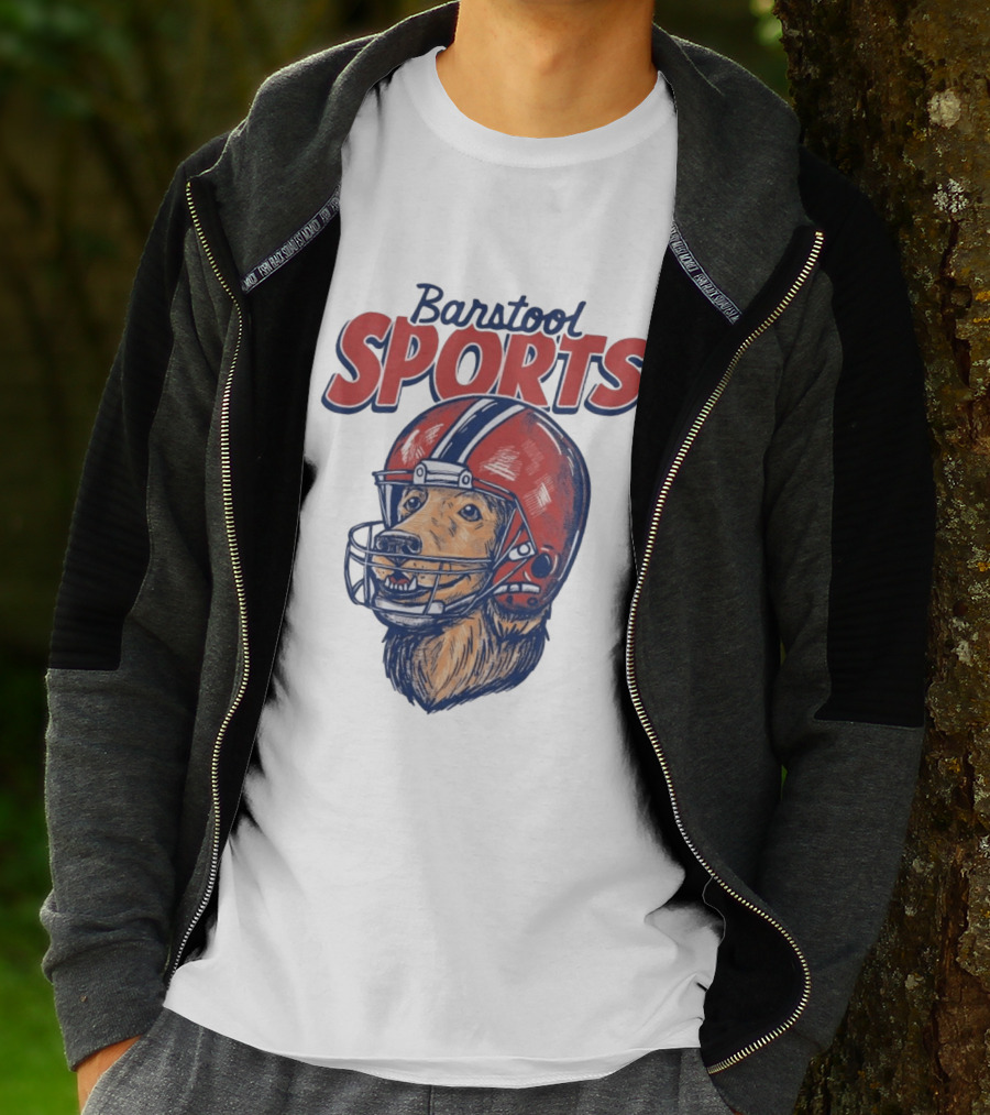 Barstool Sports Helmet Dog Red Football Fan T-Shirt