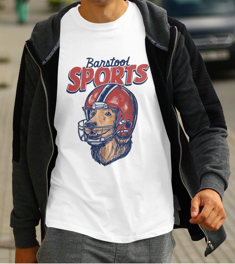 Barstool Sports Helmet Dog Red Football Fan T-Shirt