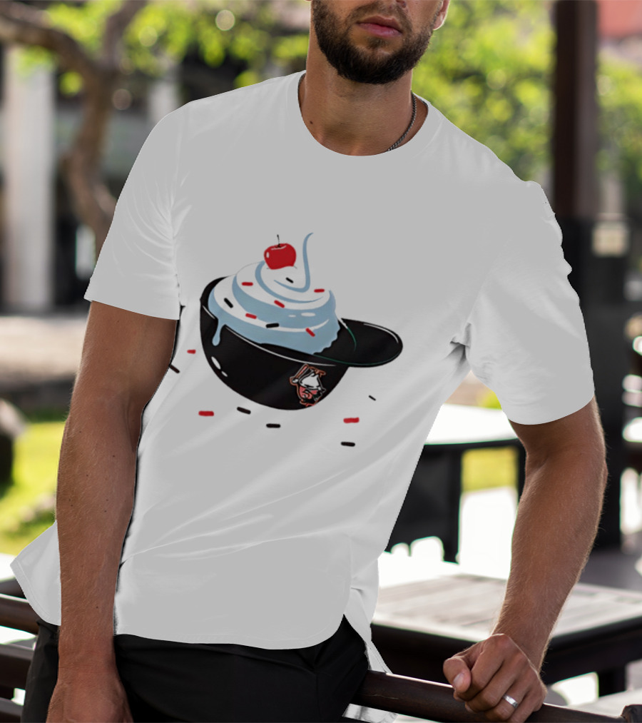 Baseballism Ice Cream Helmet Sundae With Cherry Baseball T-Shirt