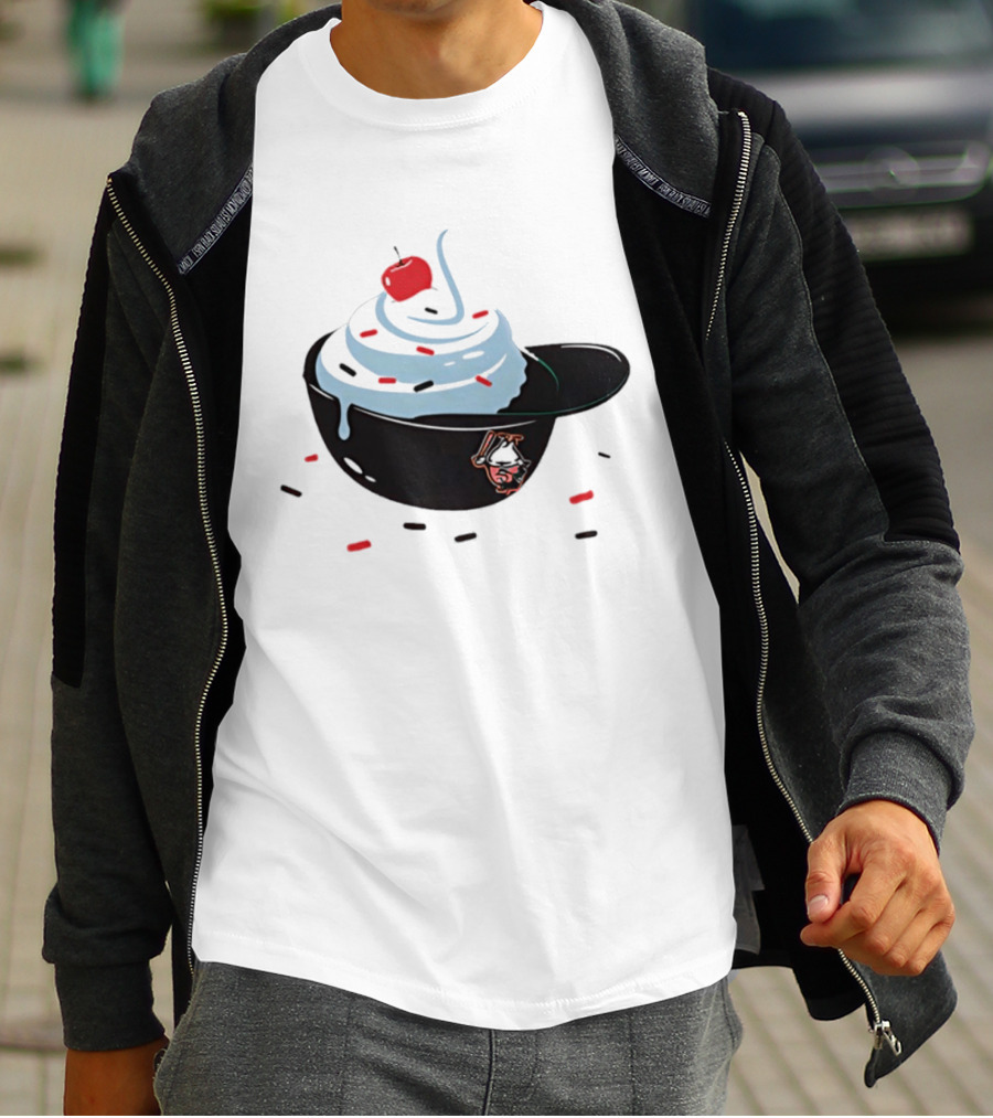 Baseballism Ice Cream Helmet Sundae With Cherry Baseball T-Shirt