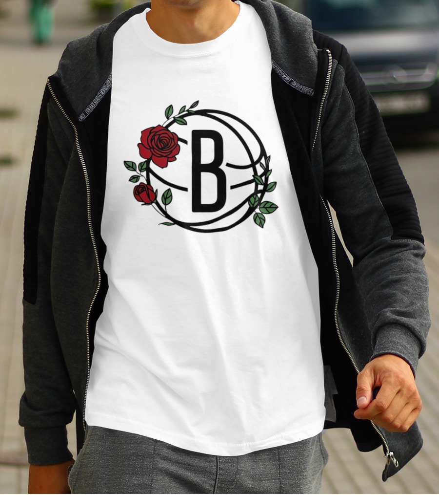 Brooklyn Nets Floral Basketball Rose B T-Shirt
