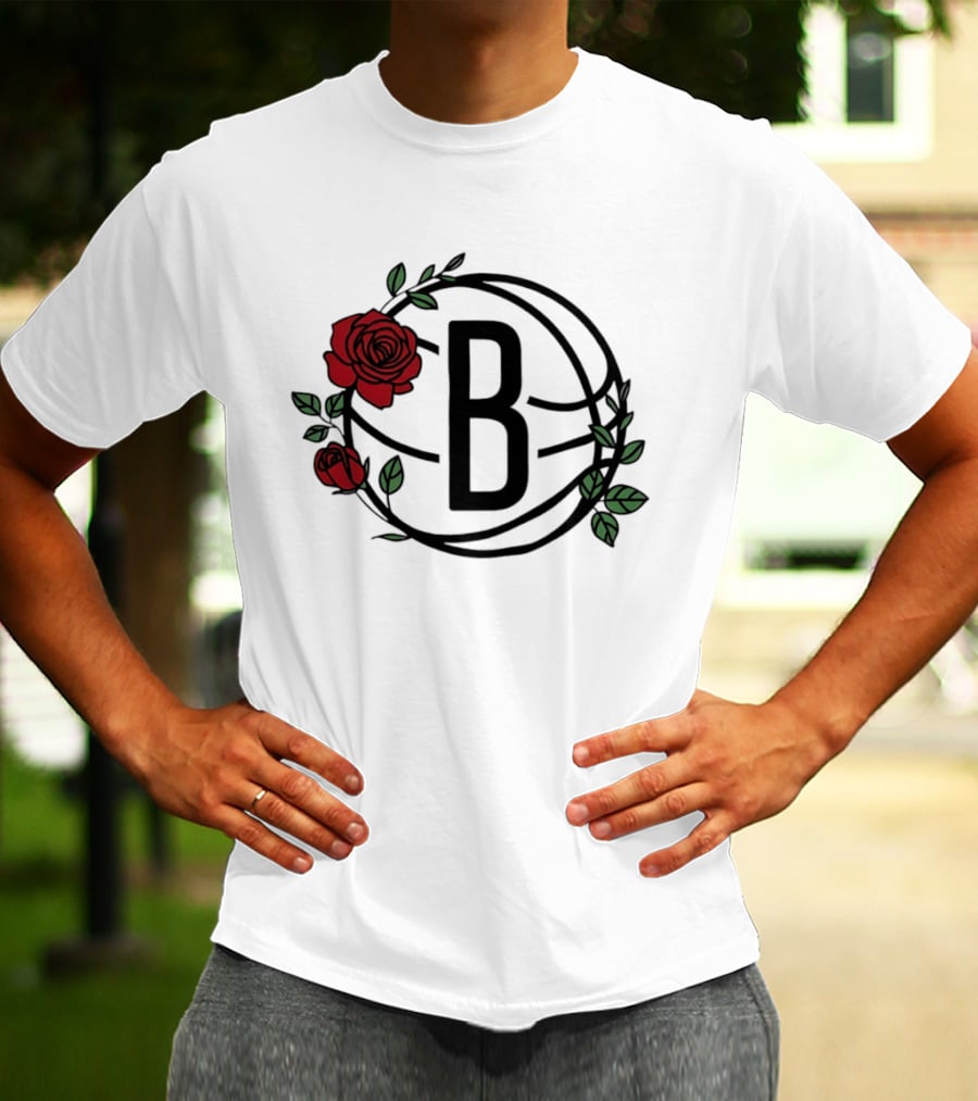 Brooklyn Nets Floral Basketball Rose B T-Shirt