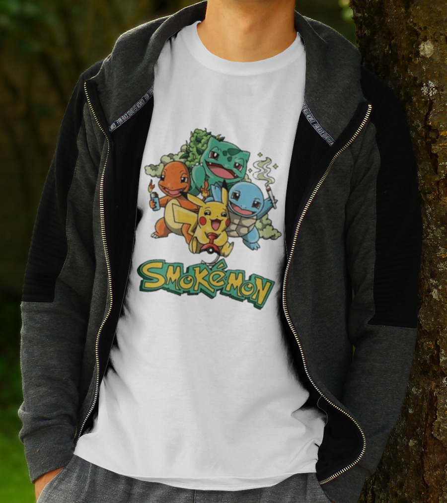 Smokemon Pikachu Charmander Squirtle Bulbasaur Fun T-Shirt