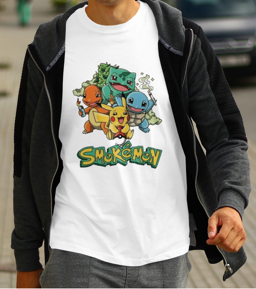 Smokemon Pikachu Charmander Squirtle Bulbasaur Fun T-Shirt