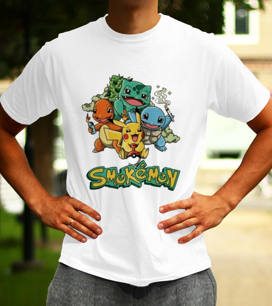 Smokemon Pikachu Charmander Squirtle Bulbasaur Fun T-Shirt