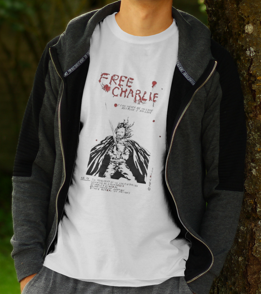Free Charlie I Am Love Protest Black Humor 1969 T-Shirt