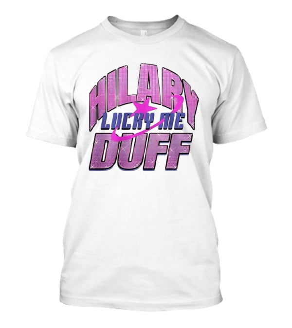 Hilary Duff Lucky Me Pink Glitter Star Planet Pop Singer T-Shirt