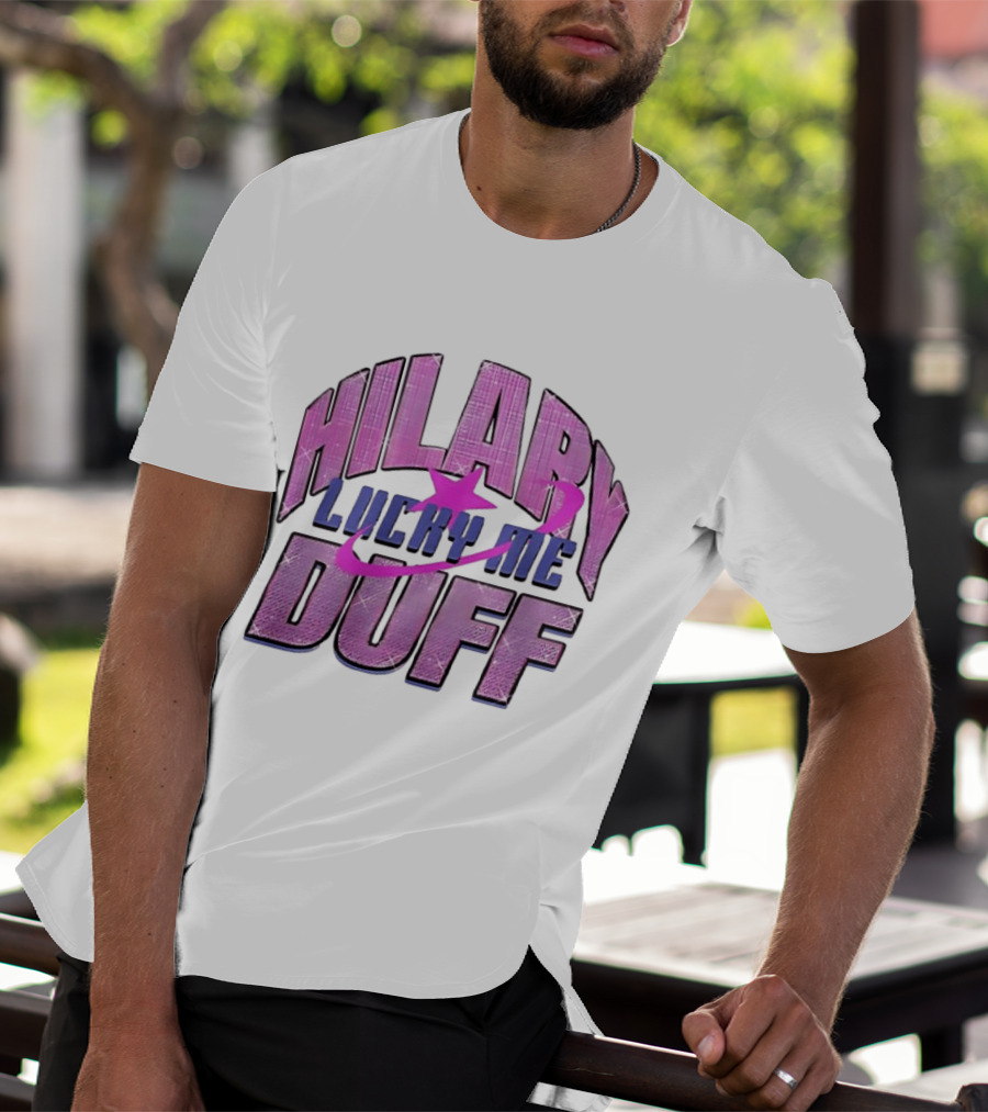 Hilary Duff Lucky Me Pink Glitter Star Planet Pop Singer T-Shirt