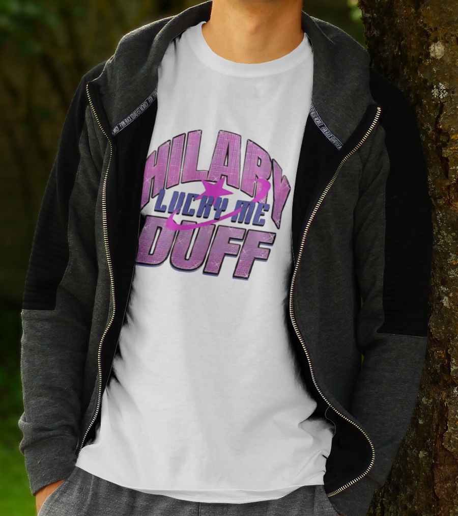 Hilary Duff Lucky Me Pink Glitter Star Planet Pop Singer T-Shirt