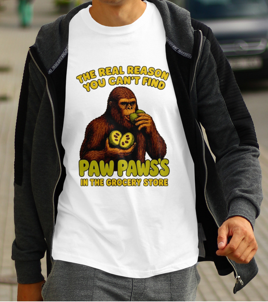 Pawpaw Fruit Mystery Sasquatch Eating Pawpaws In Grocery Store T-Shirt