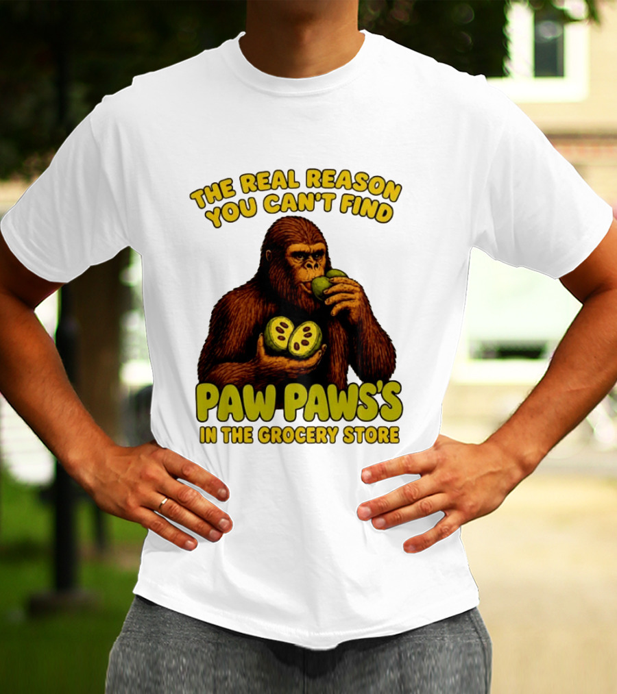 Pawpaw Fruit Mystery Sasquatch Eating Pawpaws In Grocery Store T-Shirt
