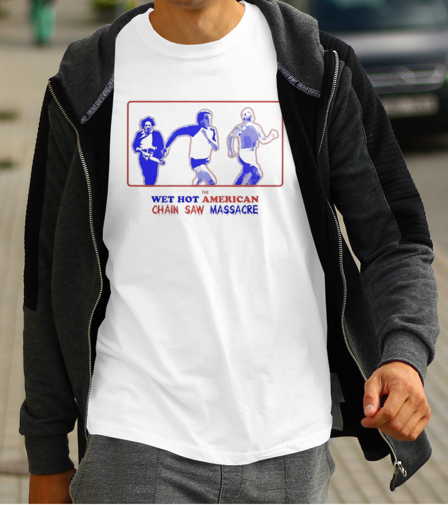 Wet Hot American Chain Saw Massacre Silhouettes Dance Comedy Horror Mashup T-Shirt