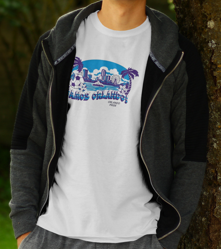 Vamos Orlando Orlando Pride Skyline Soccer Tropical Cityscape T-Shirt
