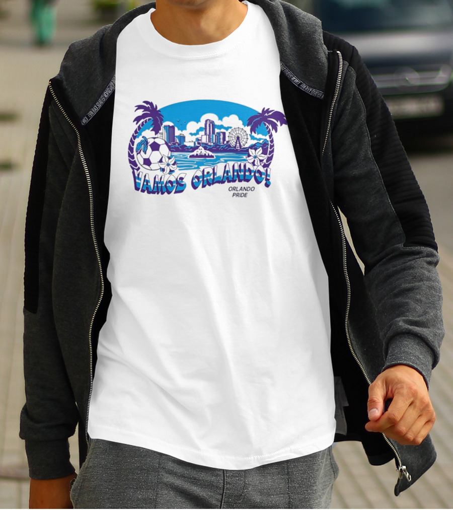 Vamos Orlando Orlando Pride Skyline Soccer Tropical Cityscape T-Shirt