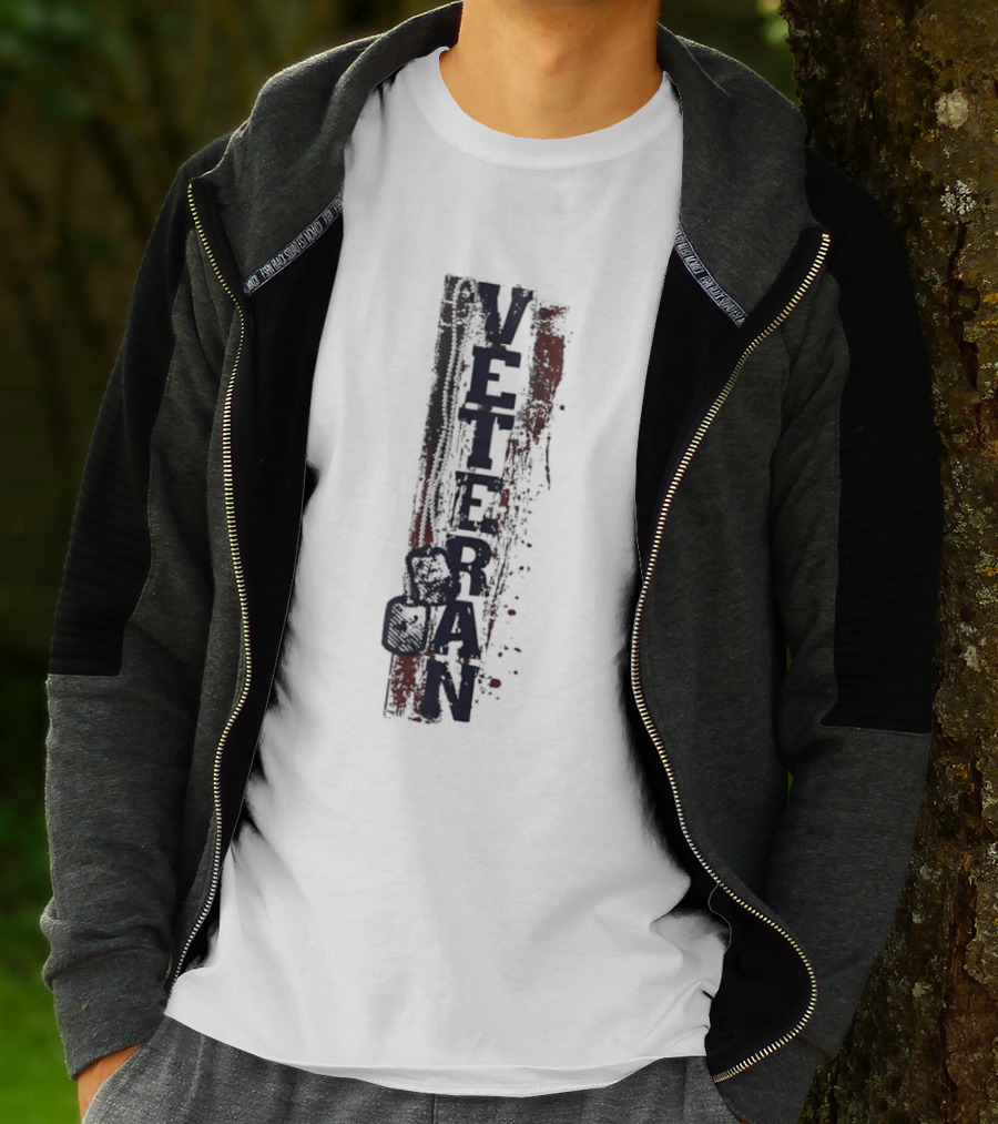 Veteran Dog Tags Distressed American Flag Honor T-Shirt