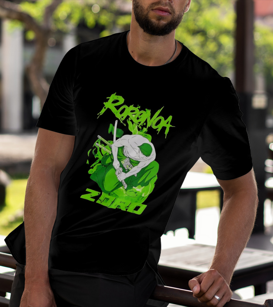 Roronoa Zoro Sword Fighter Anime Drawing T-Shirt