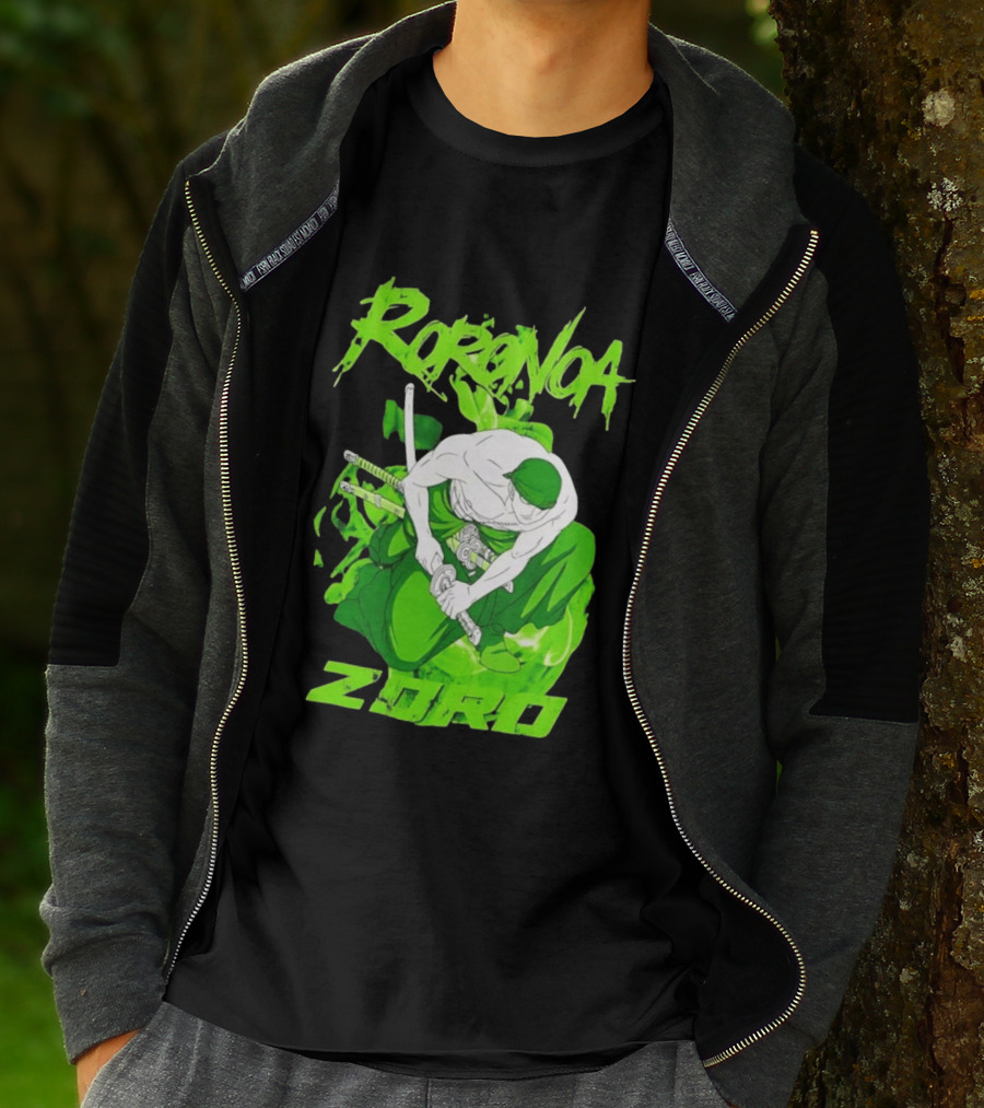 Roronoa Zoro Sword Fighter Anime Drawing T-Shirt
