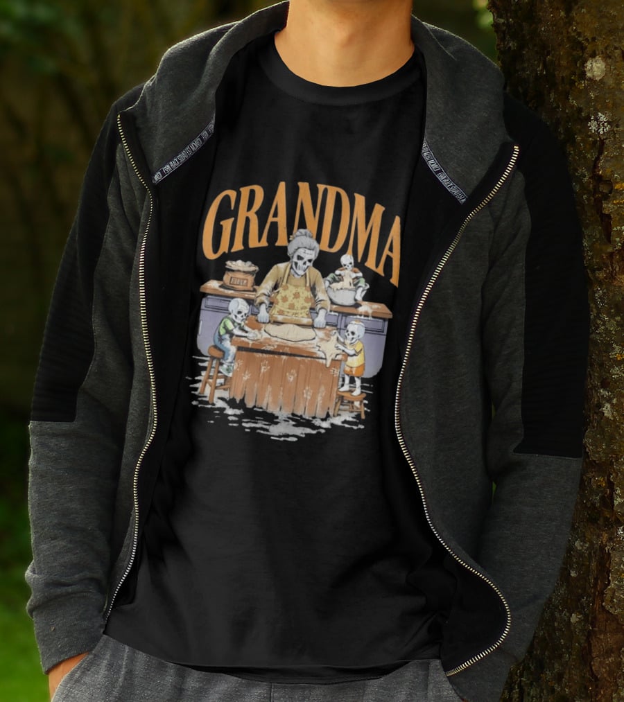 Grandma Baking Fun Skeleton Kitchen Flour Playtime T-Shirt