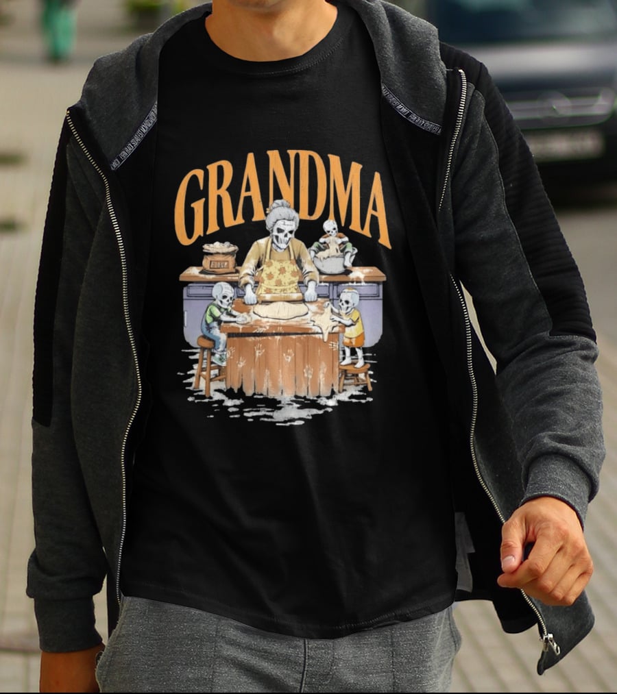 Grandma Baking Fun Skeleton Kitchen Flour Playtime T-Shirt