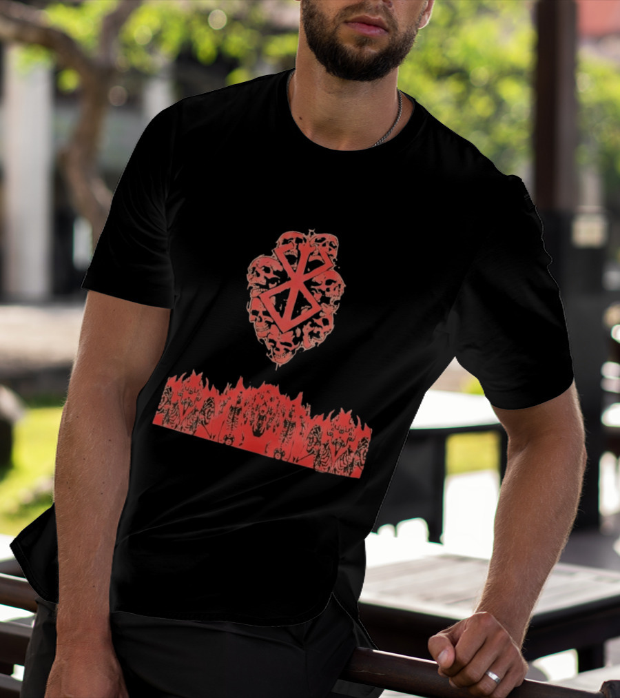 Berserk Sacrifice Skulls Skeletons Symbolic Red T-Shirt