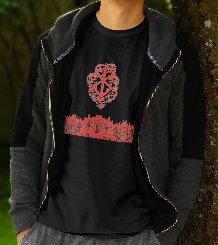 Berserk Sacrifice Skulls Skeletons Symbolic Red T-Shirt
