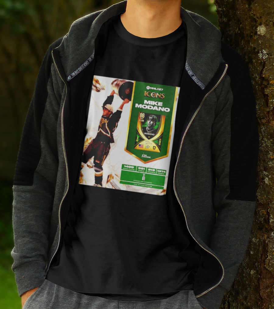 NHL 27 Icons Mike Modano Dallas Stars Player Stats And Achievements T-Shirt
