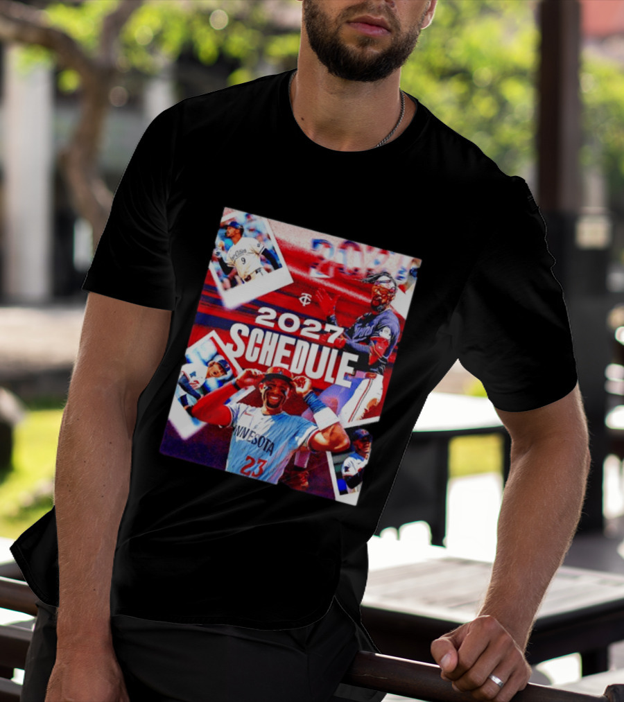 Minnesota Twins 2027 Schedule Collage With Players And Photos T-Shirt