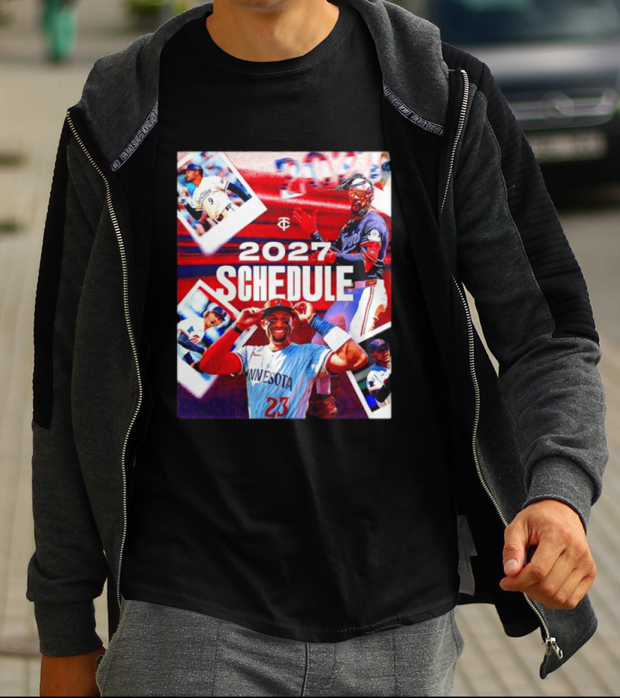 Minnesota Twins 2027 Schedule Collage With Players And Photos T-Shirt