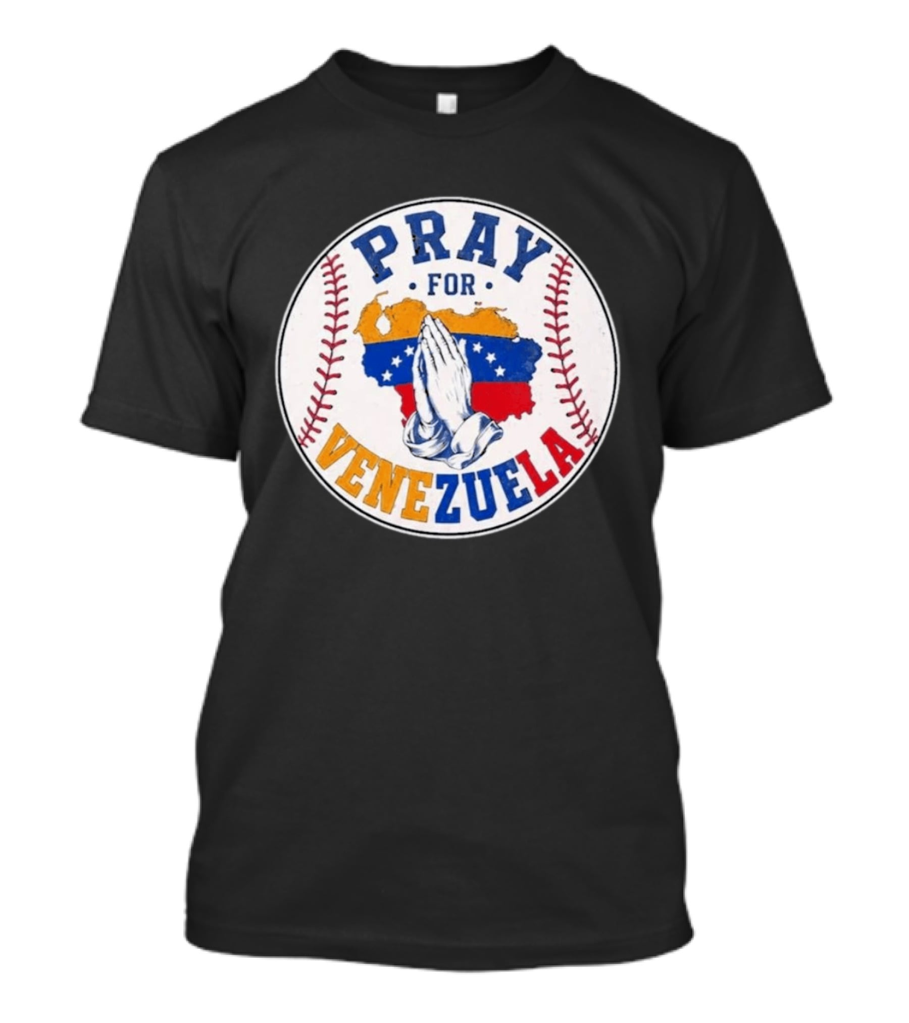 Pray For Venezuela Baseball Map Hands T-Shirt