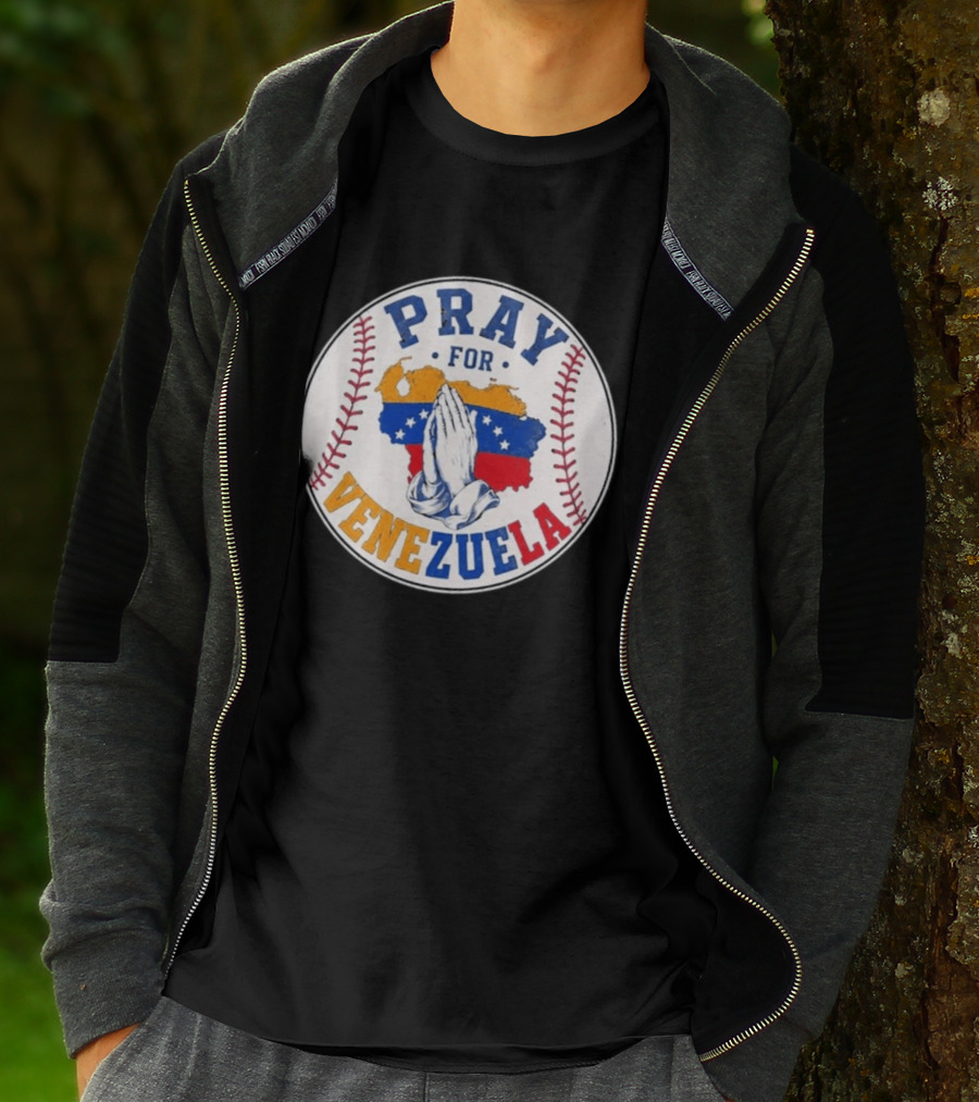 Pray For Venezuela Baseball Map Hands T-Shirt