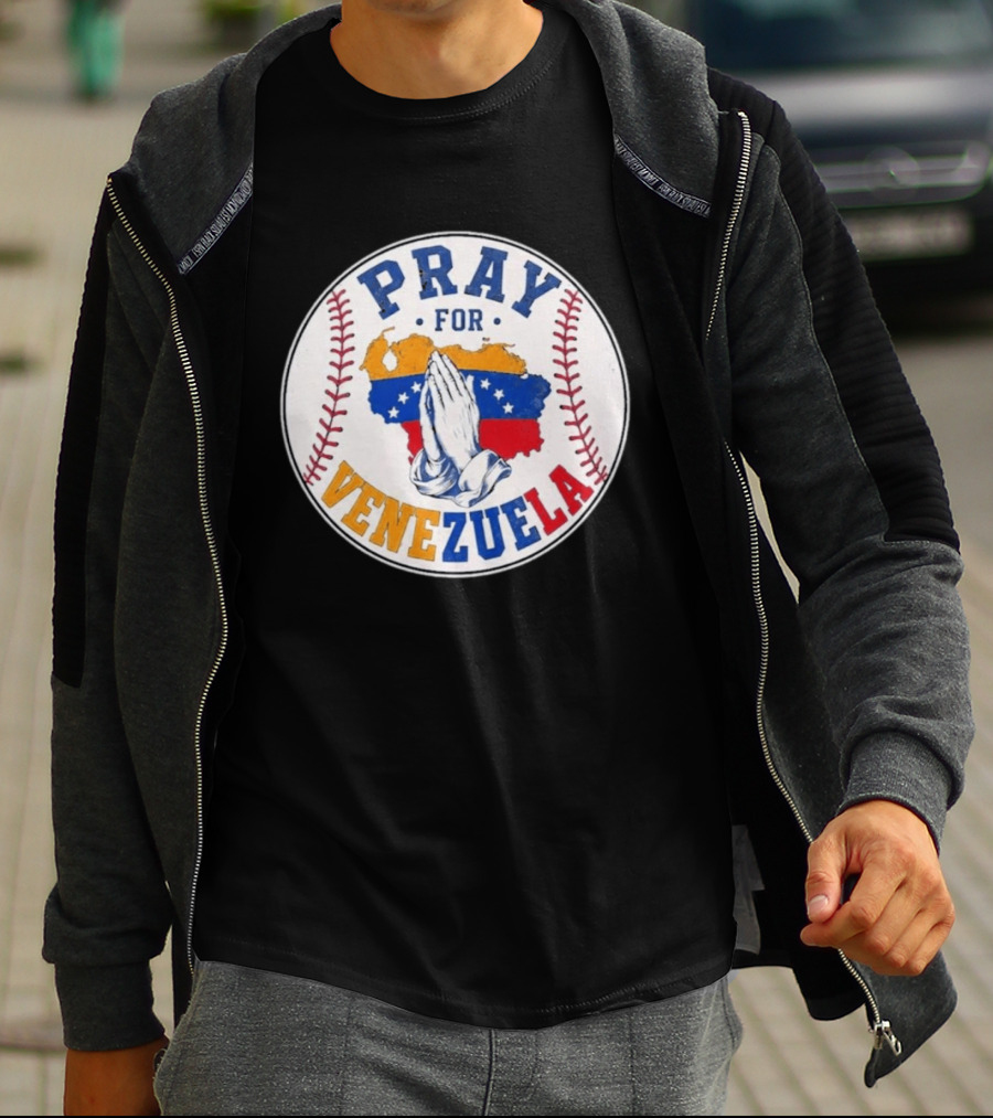 Pray For Venezuela Baseball Map Hands T-Shirt