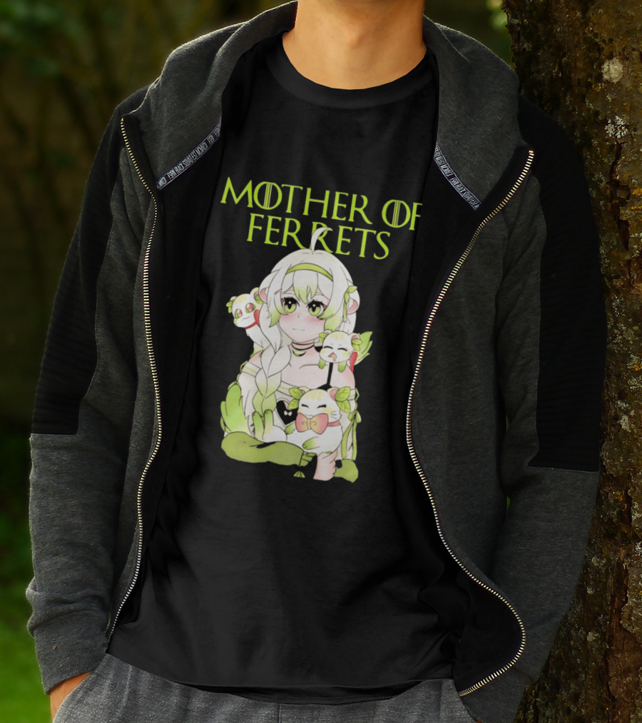 Mother Of Ferrets Anime Girl Ferret Lover Cute Kawaii T-Shirt