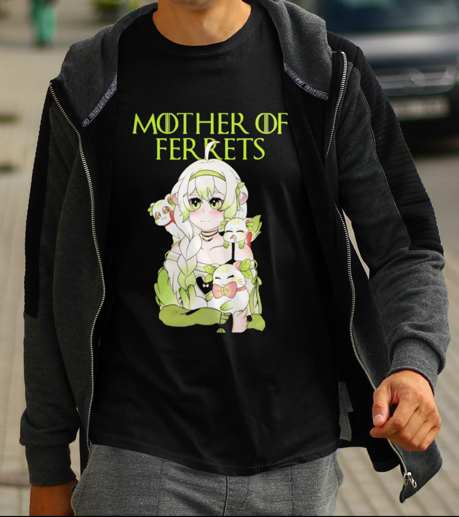 Mother Of Ferrets Anime Girl Ferret Lover Cute Kawaii T-Shirt
