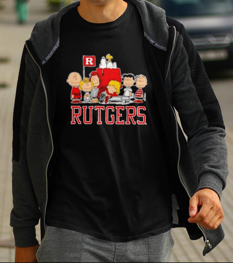 Peanuts Characters Rutgers Scarlet Knights Snoopy Woodstock Lucy Charlie Brown T-Shirt