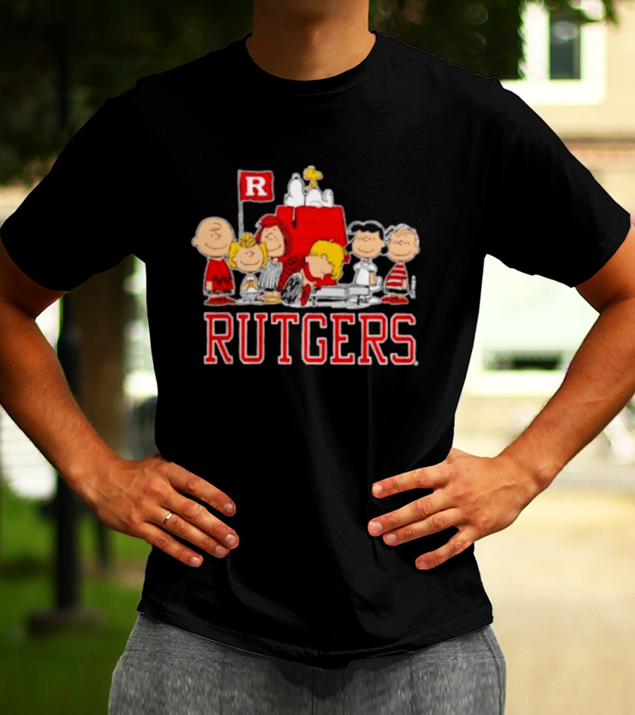 Peanuts Characters Rutgers Scarlet Knights Snoopy Woodstock Lucy Charlie Brown T-Shirt