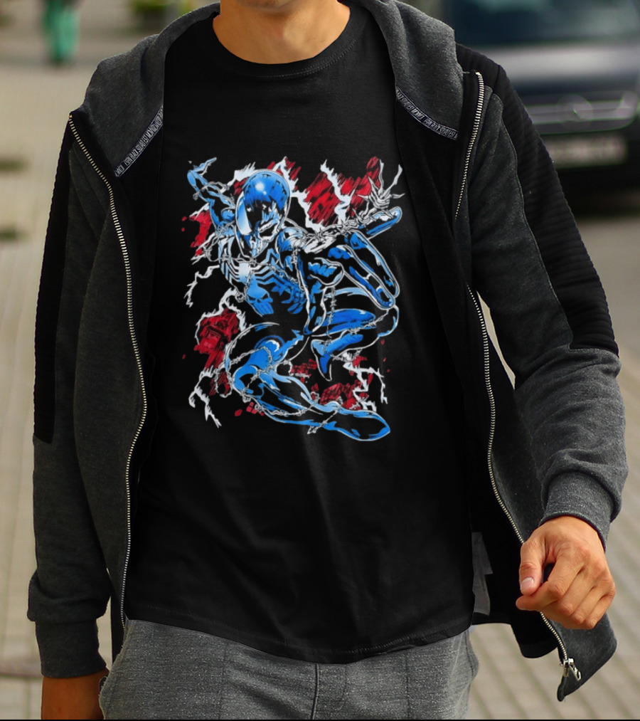 Punisher Spider Man Mashup Marvel Comics Blue Venom Transformation T-Shirt