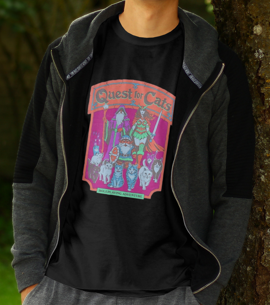 Quest For Cats Fantasy Roleplaying Adventure Mage Warriors And Cats T-Shirt