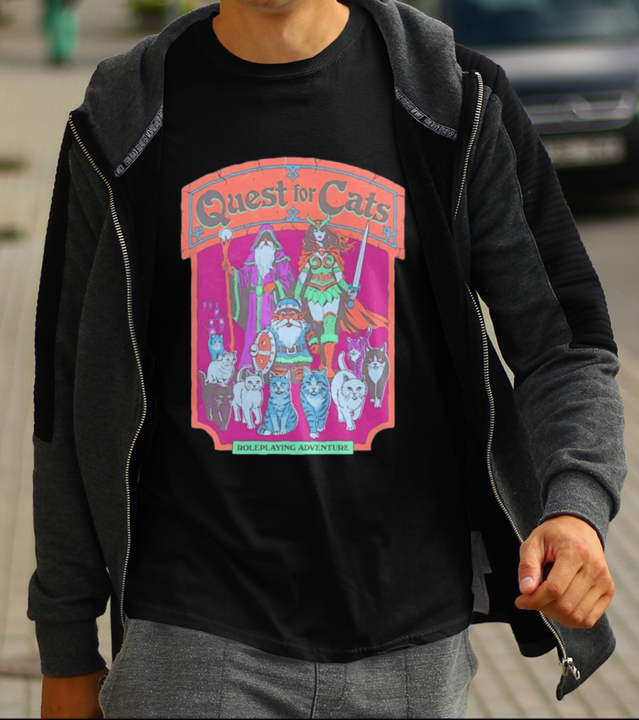 Quest For Cats Fantasy Roleplaying Adventure Mage Warriors And Cats T-Shirt