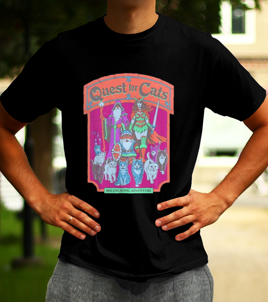 Quest For Cats Fantasy Roleplaying Adventure Mage Warriors And Cats T-Shirt