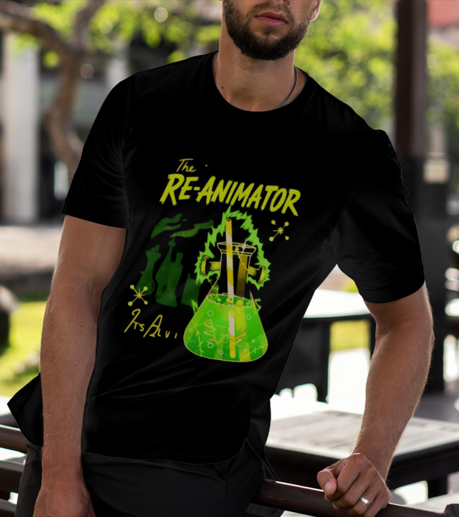 The Re Animator It's Alive Green Lab Flask Horror Film T-Shirt