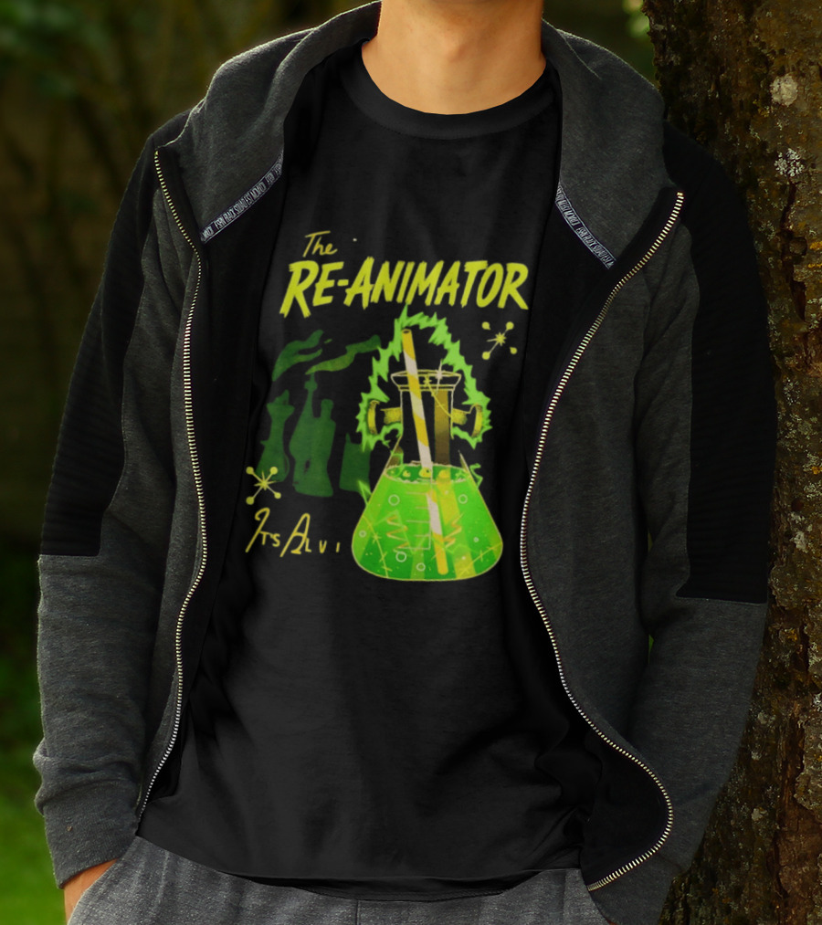 The Re Animator It's Alive Green Lab Flask Horror Film T-Shirt
