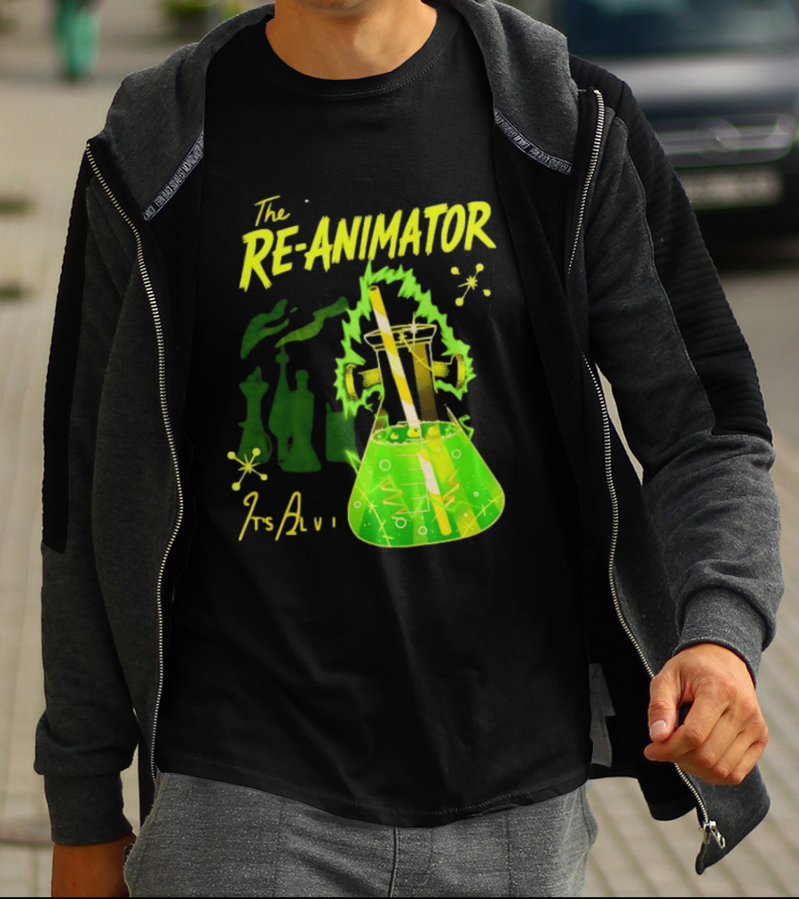 The Re Animator It's Alive Green Lab Flask Horror Film T-Shirt