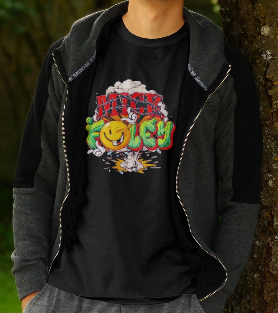 Mick Foley Cactus Smiley Face Barbed Wire Explosive Burst T-Shirt